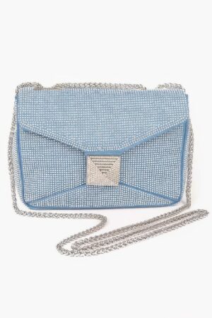 Denim Clutch with Hot Fix Rhinestones