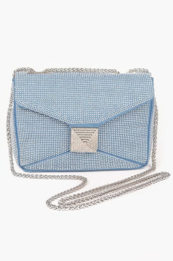 Denim Clutch with Hot Fix Rhinestones