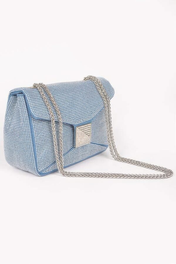 Denim Clutch with Hot Fix Rhinestones