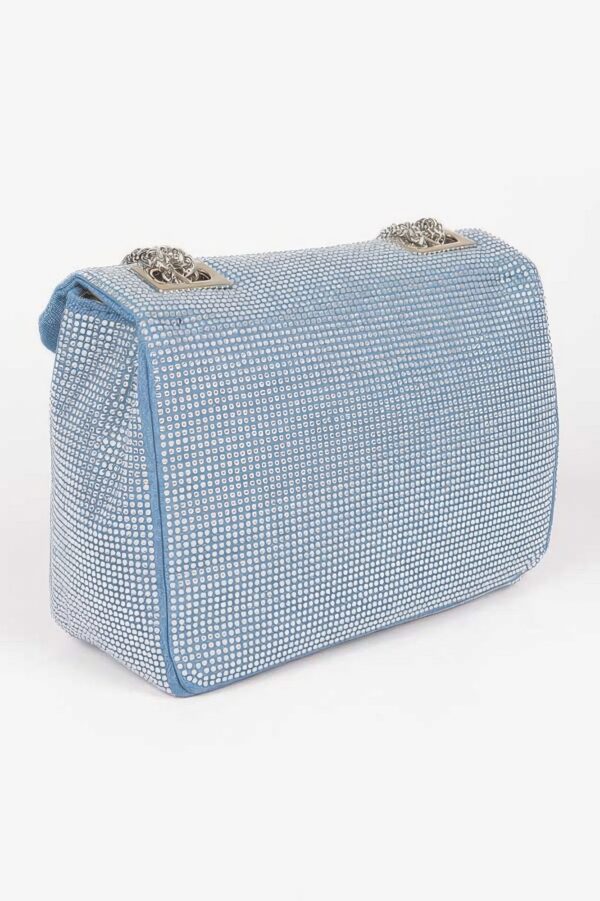 Denim Clutch with Hot Fix Rhinestones