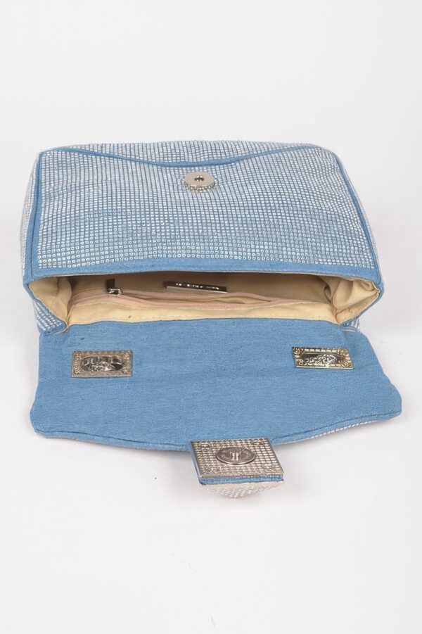Denim Clutch with Hot Fix Rhinestones