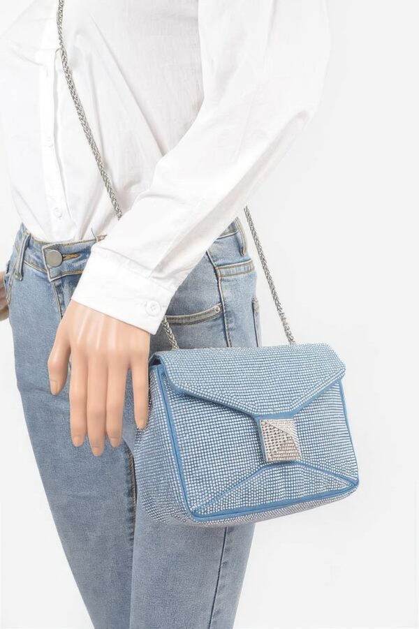 Denim Clutch with Hot Fix Rhinestones