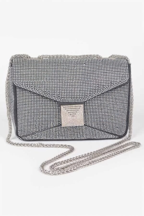 Denim Clutch with Hot Fix Rhinestones