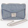 Denim Clutch with Hot Fix Rhinestones