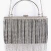 Metallic Rhinestone Fringe Party Clutch