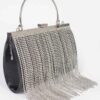 Metallic Rhinestone Fringe Party Clutch