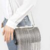 Metallic Rhinestone Fringe Party Clutch