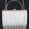 Metallic Rhinestone Fringe Party Clutch