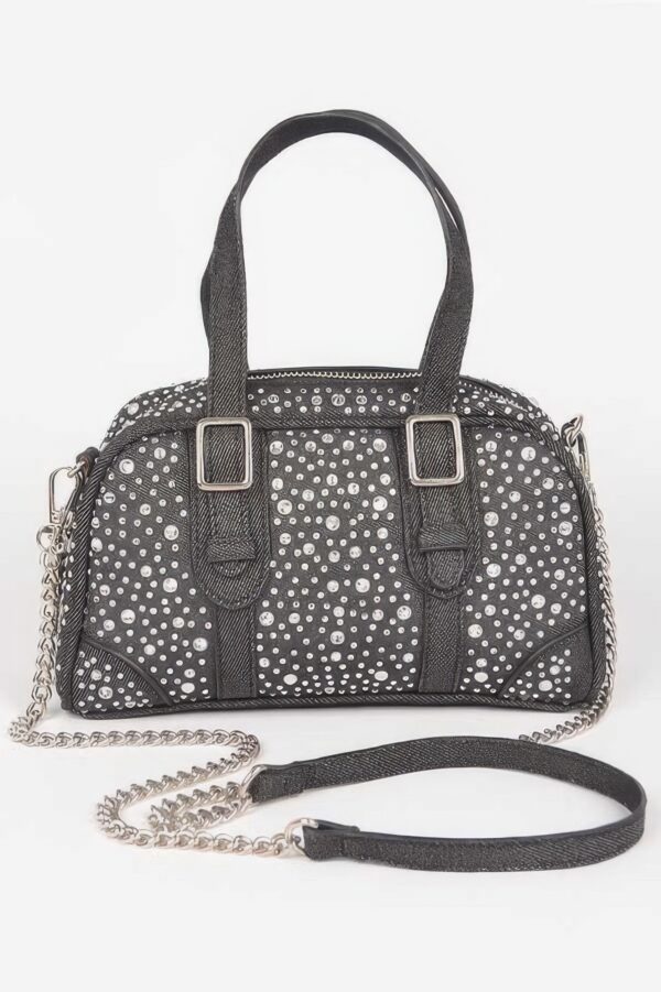 Denim Hot-Fix Crossbody Bag with Rhinestones