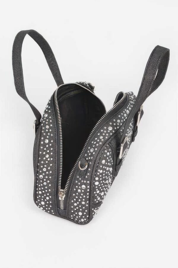 Denim Hot-Fix Crossbody Bag with Rhinestones