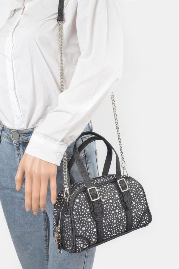 Denim Hot-Fix Crossbody Bag with Rhinestones