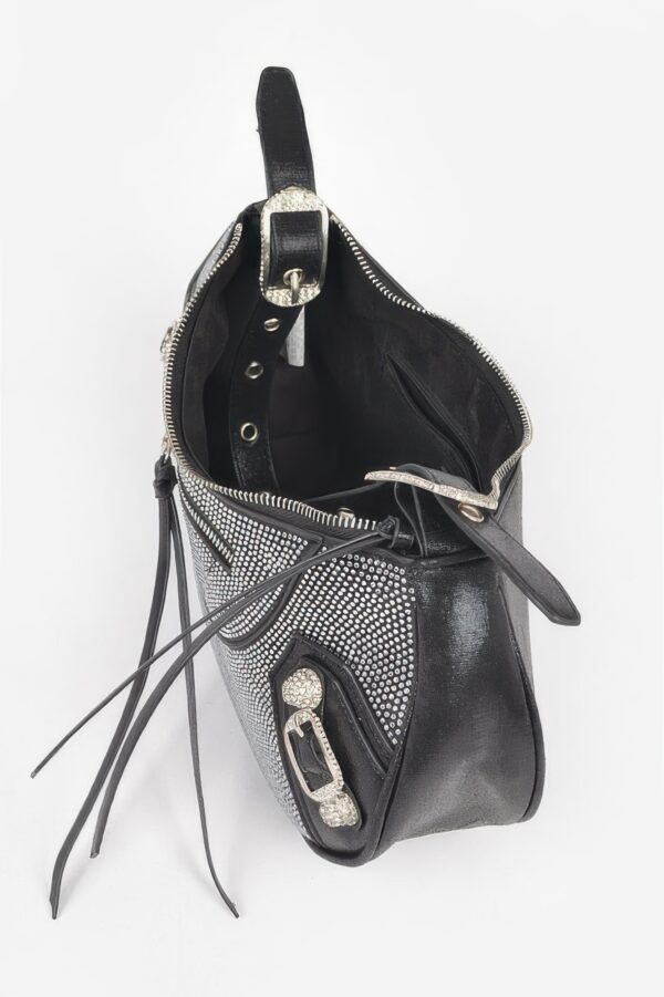 Shiny Hot Fix Rhinestone Shoulder Bag – Compact Evening
