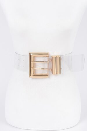 Transparent PVC Belt with Metal Buckle – Clear