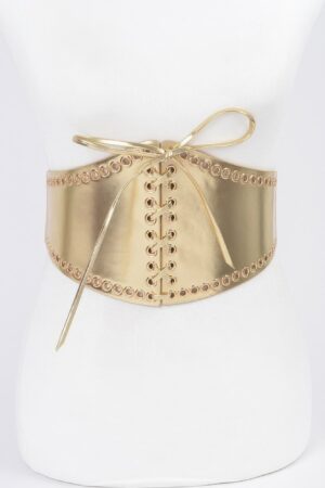 Faux Leather Eyelet Corset Belt – Wide 6″ Silhouette