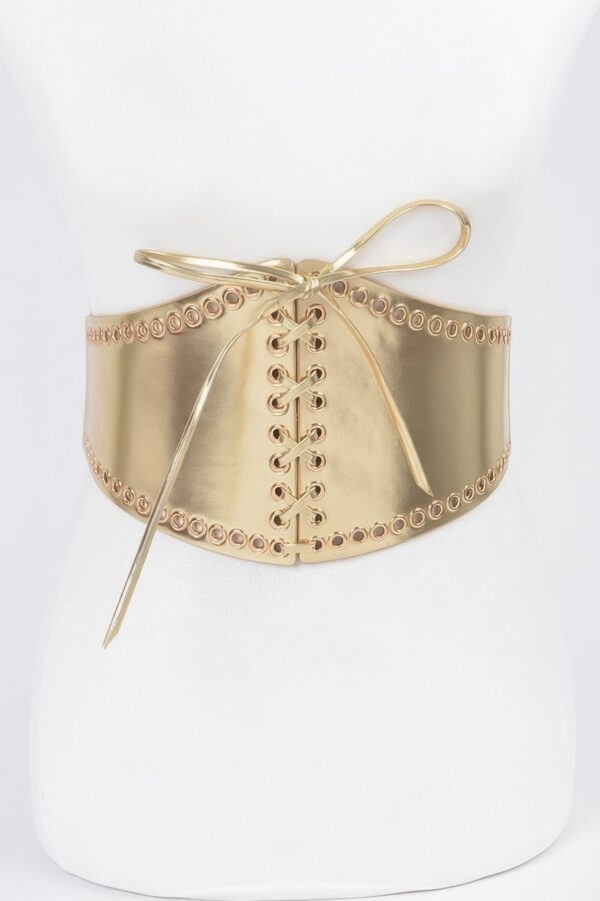 Faux Leather Eyelet Corset Belt – Wide 6″ Silhouette