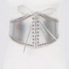 Faux Leather Eyelet Corset Belt – Wide 6″ Silhouette