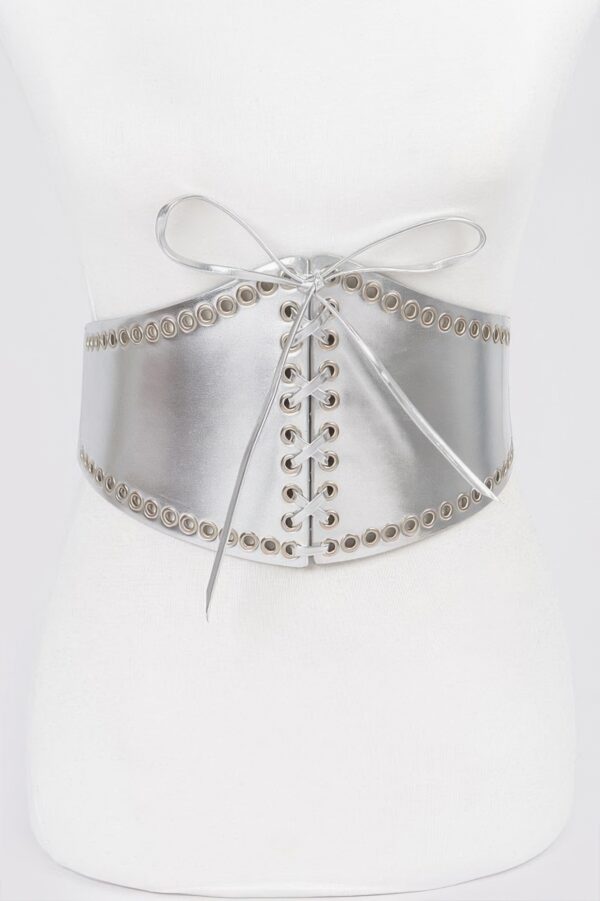 Faux Leather Eyelet Corset Belt – Wide 6″ Silhouette