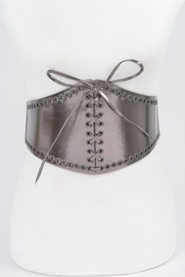 Faux Leather Eyelet Corset Belt – Wide 6″ Silhouette