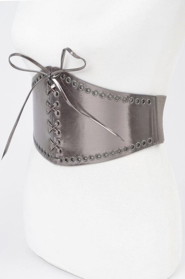 Faux Leather Eyelet Corset Belt – Wide 6″ Silhouette