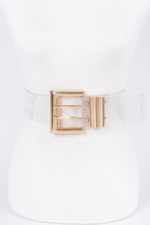 Plus-Size Elastic Belt with Polished Metal Buckle