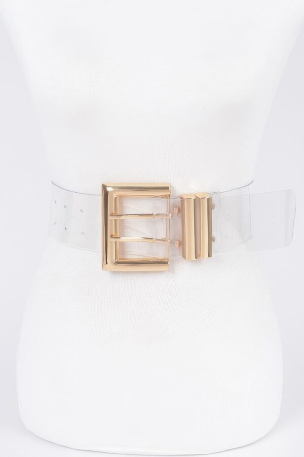 Plus-Size Elastic Belt with Polished Metal Buckle