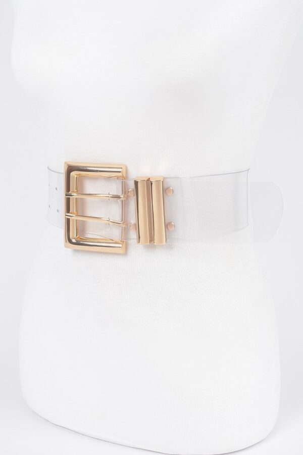 Plus-Size Elastic Belt with Polished Metal Buckle