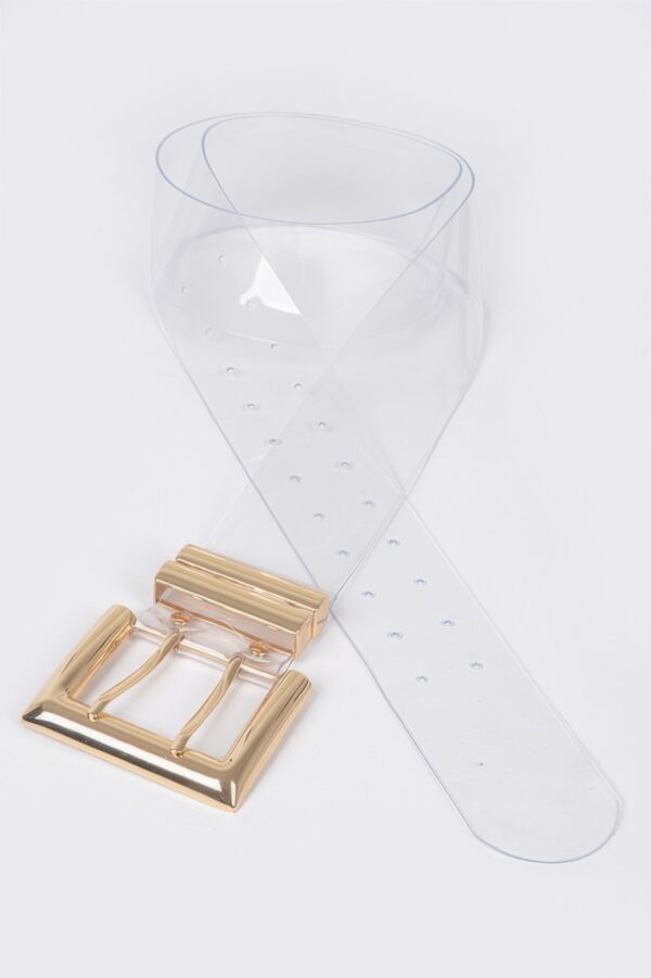 Plus-Size Elastic Belt with Polished Metal Buckle