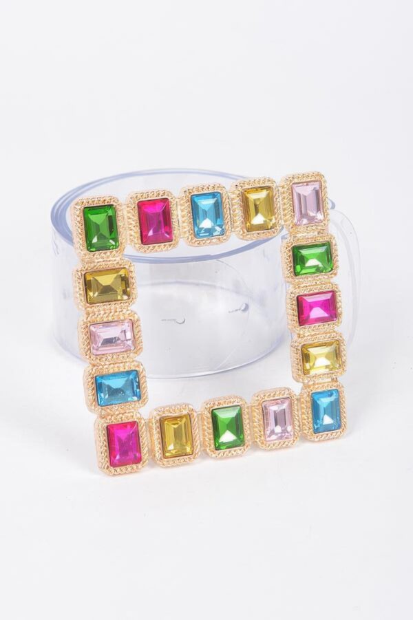 Plus-Size Clear PVC Belt with Stone Buckle