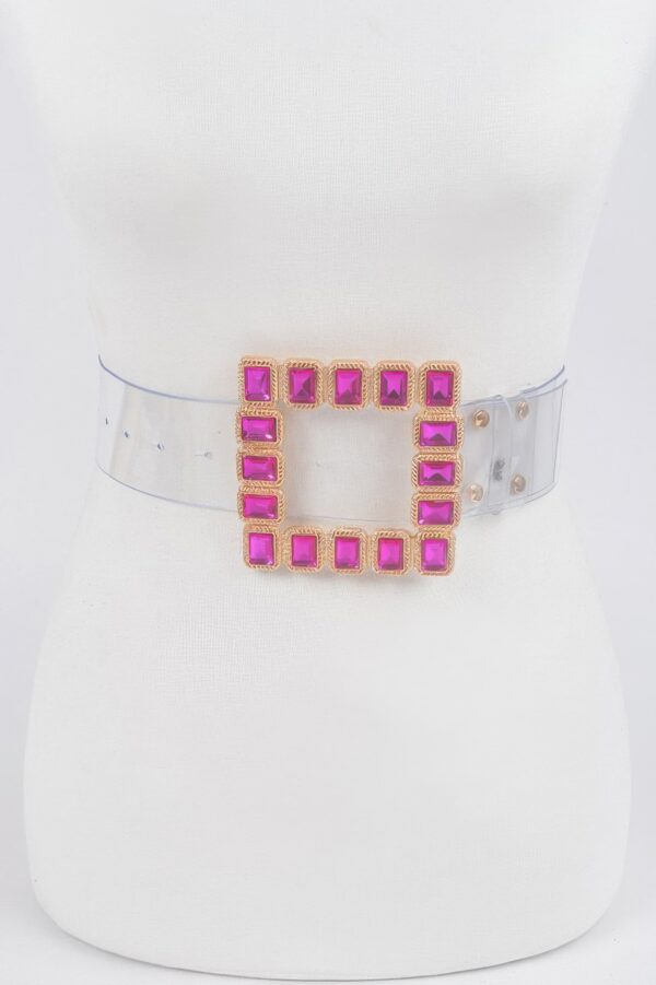 Plus-Size Clear PVC Belt with Stone Buckle