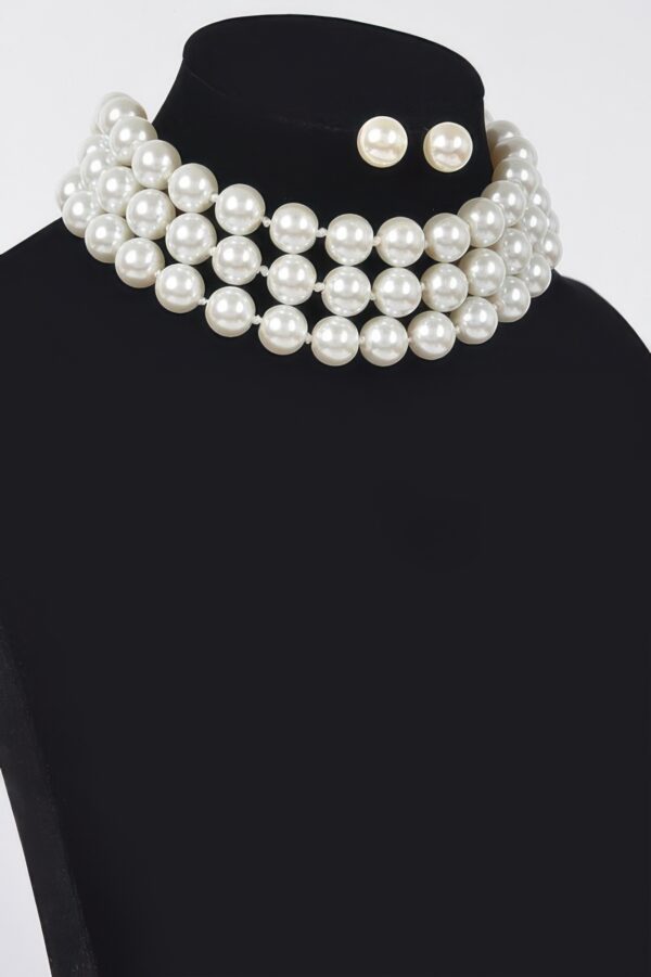 Faux Pearl Necklace & Earring Set – 14 inch Collarbone
