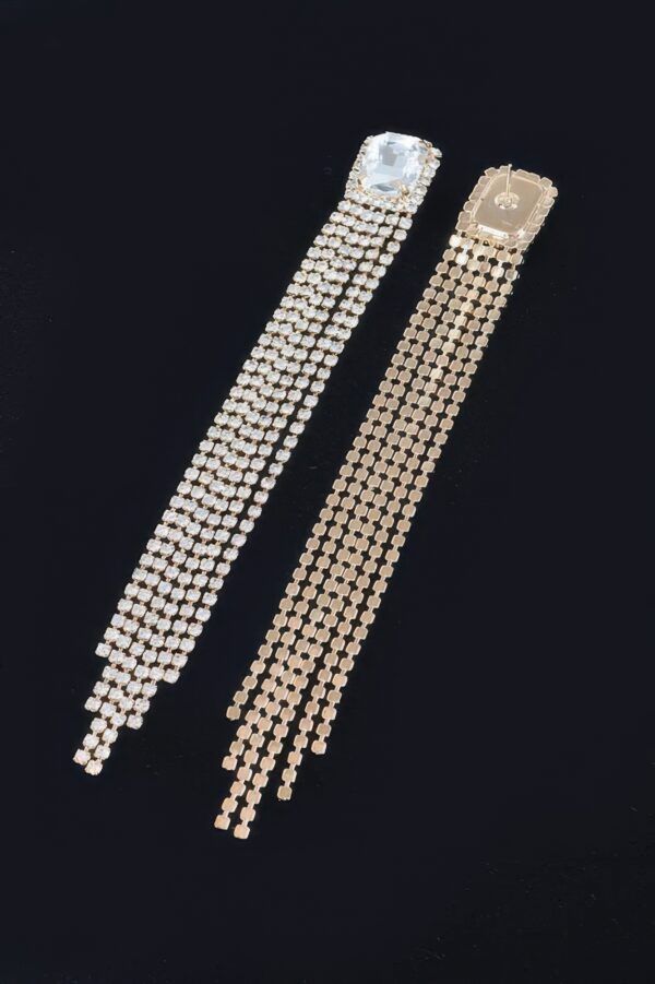 Rhinestone Fringe Drop Earrings – Cascading Silhouette