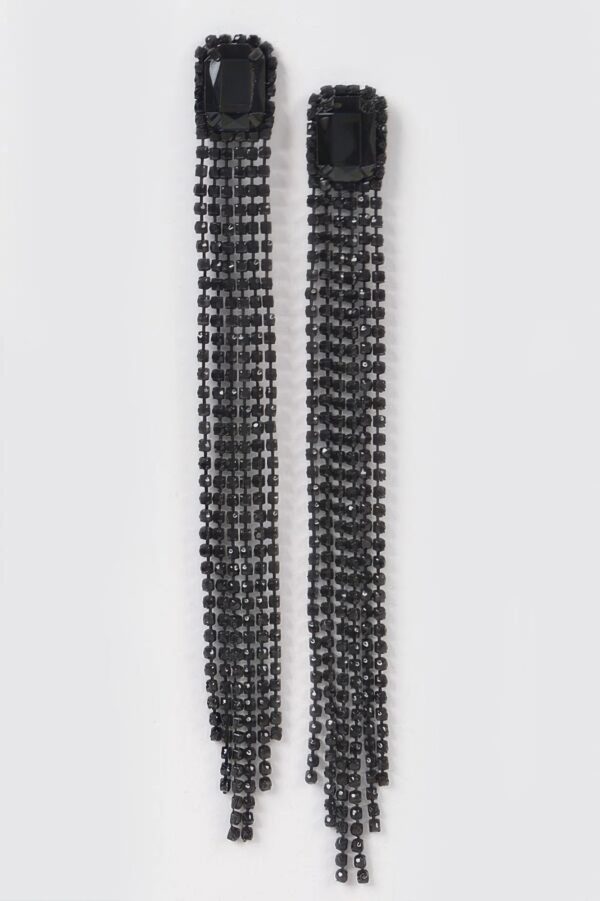 Rhinestone Fringe Drop Earrings – Cascading Silhouette