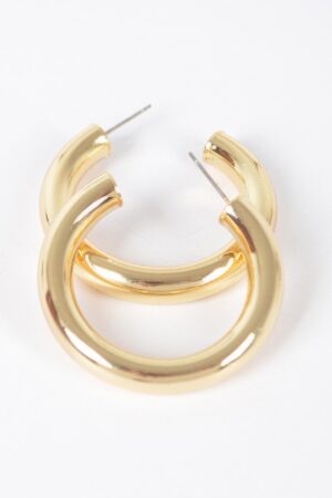 4cm Metal Pipe Hoop Earrings – Polished Circle