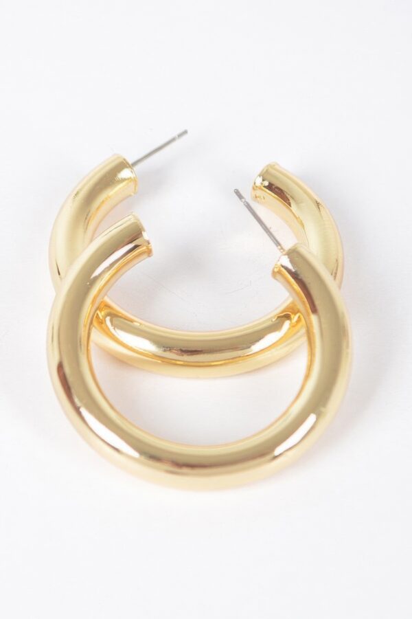 4cm Metal Pipe Hoop Earrings – Polished Circle