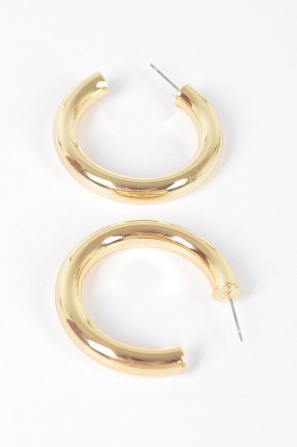 4cm Metal Pipe Hoop Earrings – Polished Circle
