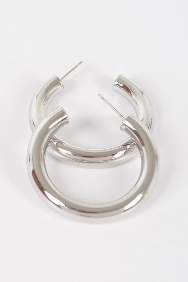 4cm Metal Pipe Hoop Earrings – Polished Circle