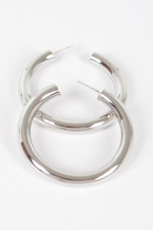 Metal Pipe Hoop Earrings – 2 x 2 in Polished Hoops