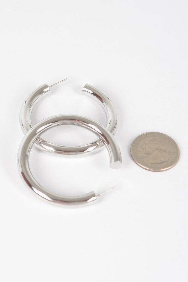 Metal Pipe Hoop Earrings – 2 x 2 in Polished Hoops