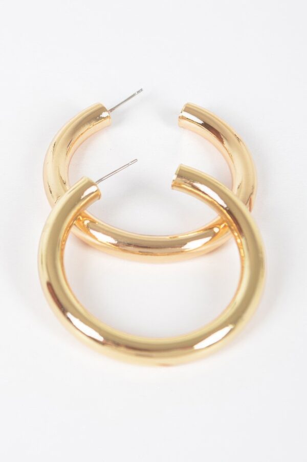 Metal Pipe Hoop Earrings – 2 x 2 in Polished Hoops