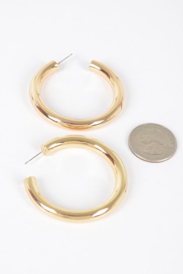 Metal Pipe Hoop Earrings – 2 x 2 in Polished Hoops