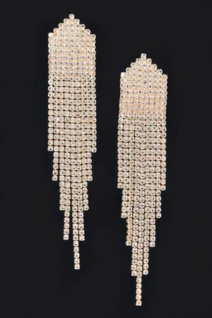 Rhinestone Fringe Drop Earrings – Cascading Sparkle