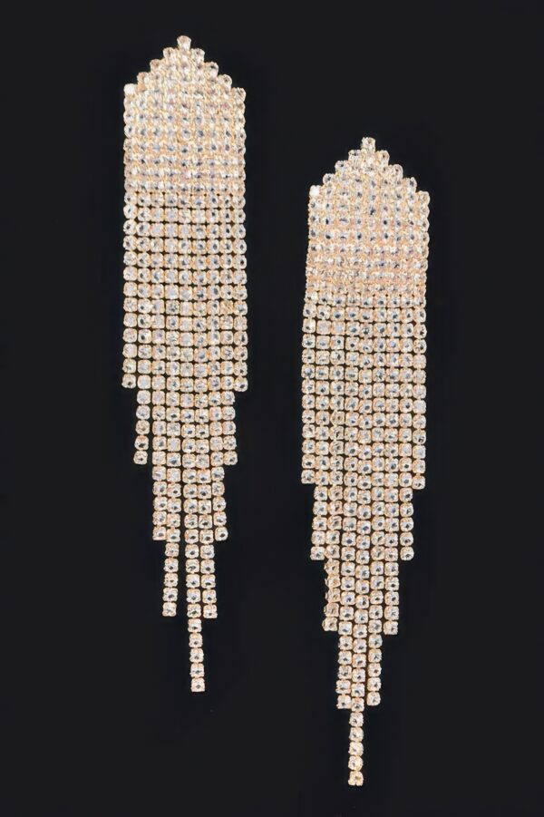 Rhinestone Fringe Drop Earrings – Cascading Sparkle