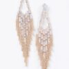 Cubic & Stone Fringe Drop Earrings