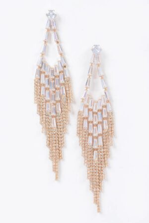 Cubic & Stone Fringe Drop Earrings