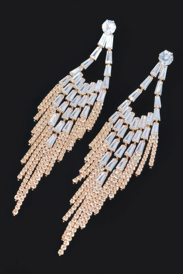 Cubic & Stone Fringe Drop Earrings