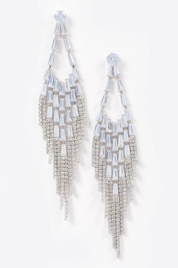 Cubic & Stone Fringe Drop Earrings