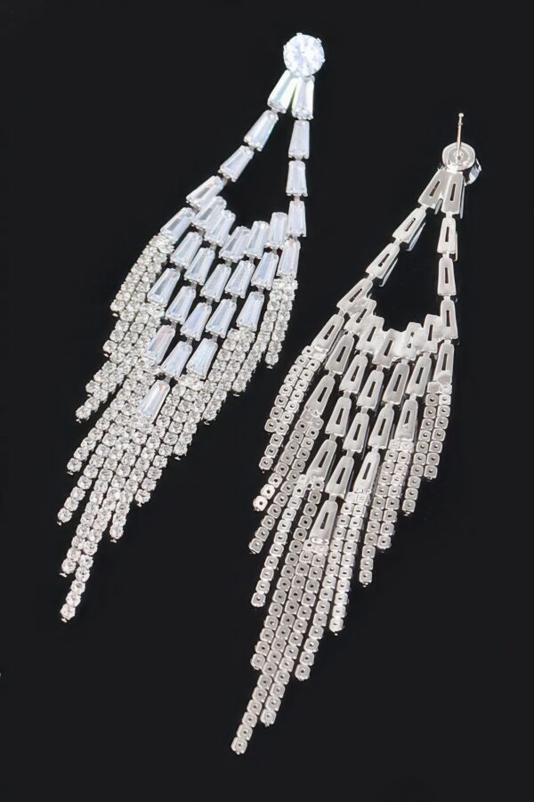 Cubic & Stone Fringe Drop Earrings