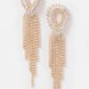 Fringe Drop Earrings with Cubic Accents & Stones