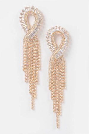 Fringe Drop Earrings with Cubic Accents & Stones