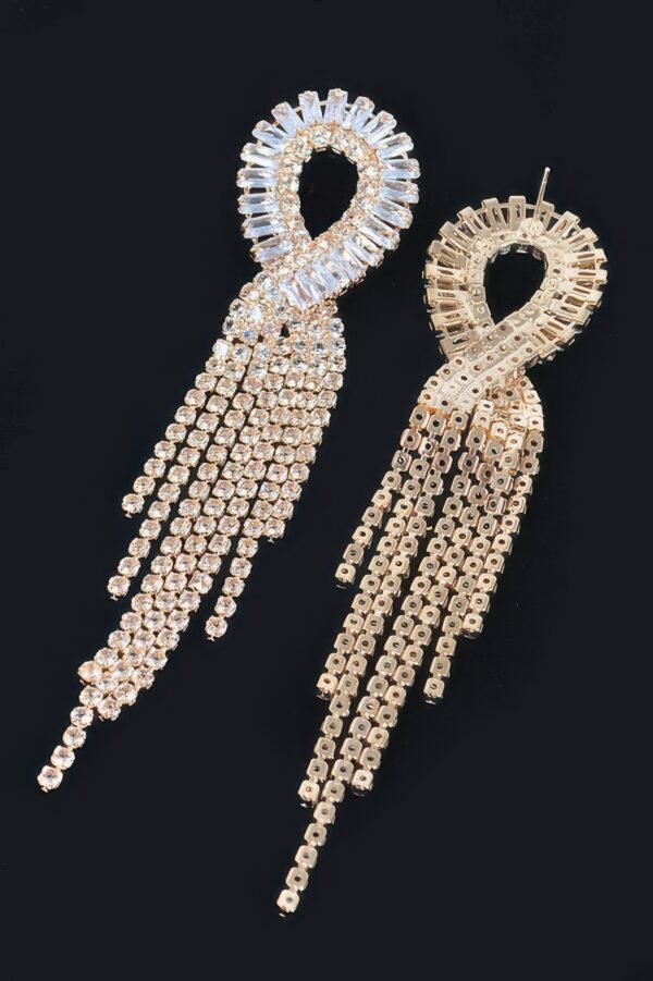 Fringe Drop Earrings with Cubic Accents & Stones